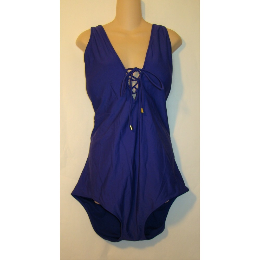 NWOT! PARAMOUR WOMENS PLUS PURPLE LACE UP SWIMSUIT SIZE 3X     A133
